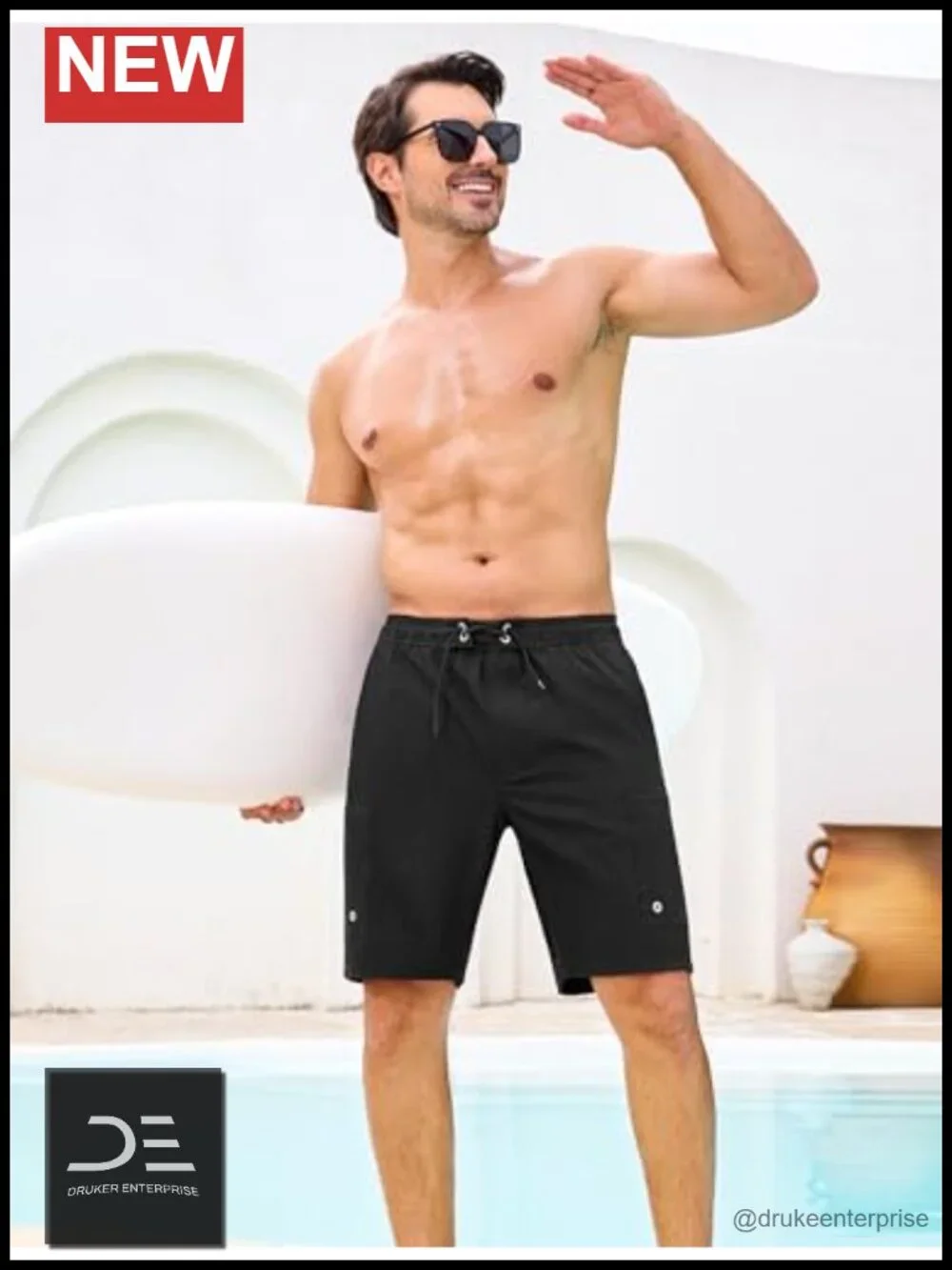 Mens Swim Trunks Compression Lined Quick-Dry 9